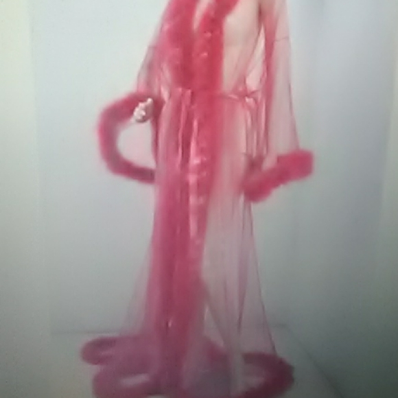 A sheer, fur lined robe, and matching camosole - Picture 3 of 3